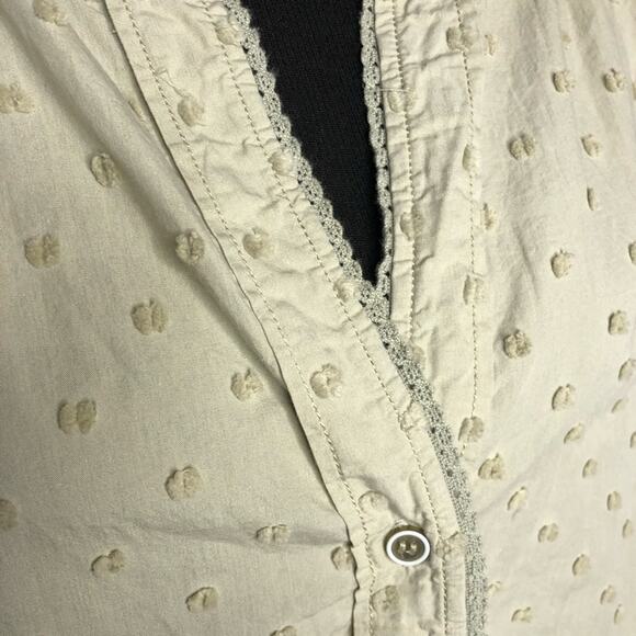 Zara sage green khaki tan swiss dot button down top size Medium cottagecore - Picture 7 of 16